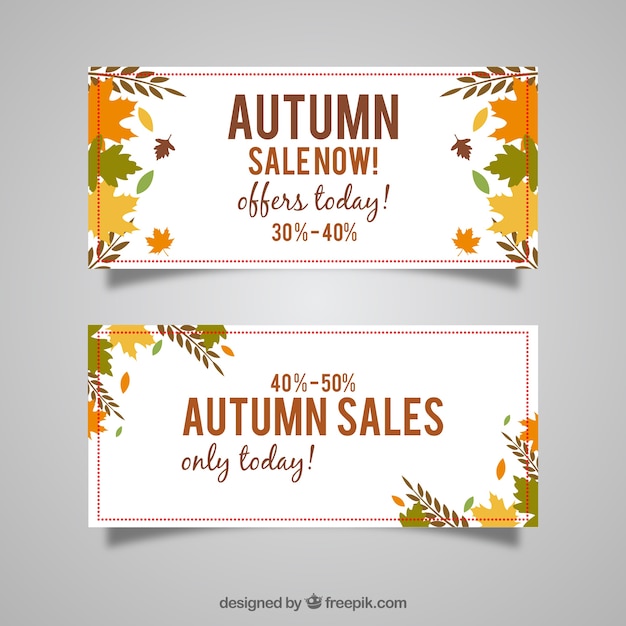 Free vector sale banners with autumnal leaves in different colors