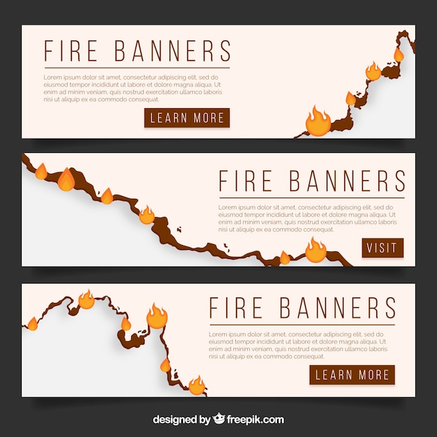 Free vector sale banners with fire