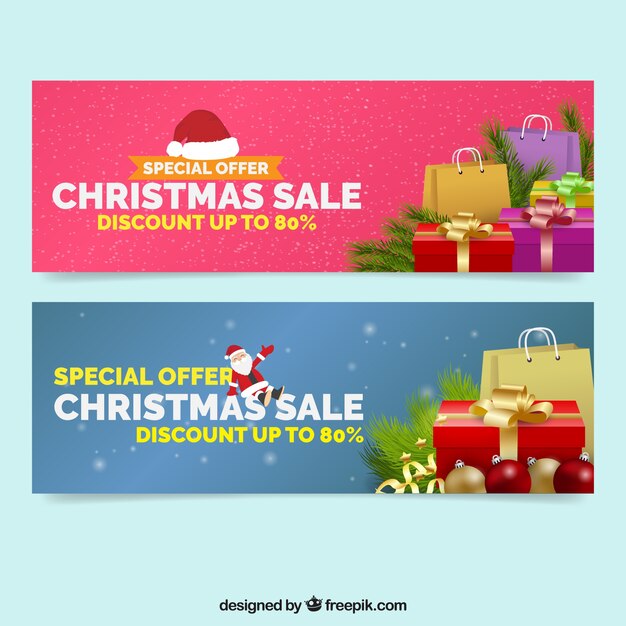 Бесплатное векторное изображение Продажа баннеров с покупками и подарками
