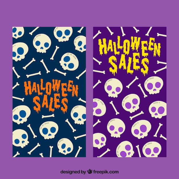 Бесплатное векторное изображение Продажа баннеров с черепами и костями