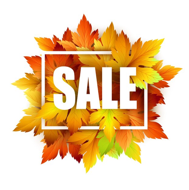Sale card with autumnal leaves
