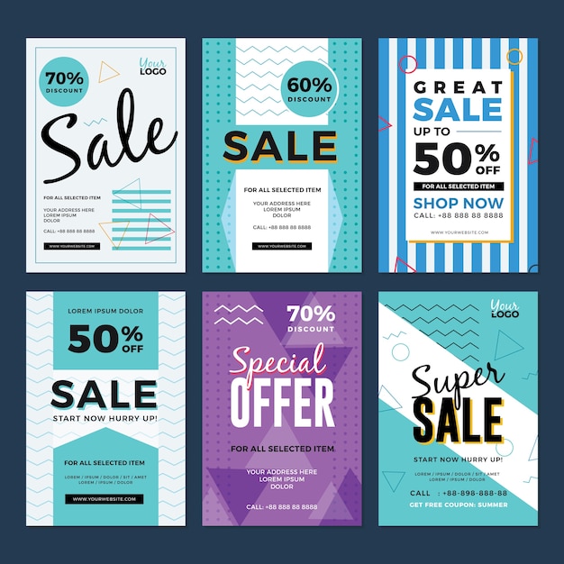 Sale and discount flyer set