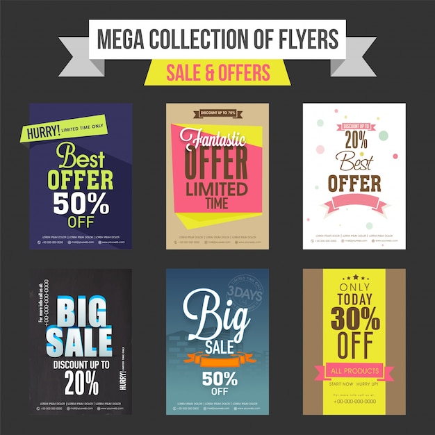 Free vector sale and discount offers templates, banners or flyers design collection