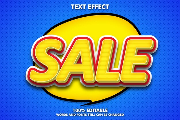 Sale editable text effect in pop art