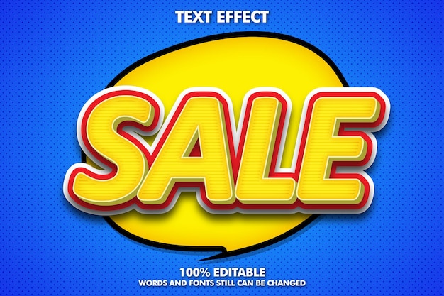 Sale editable text effect in pop art