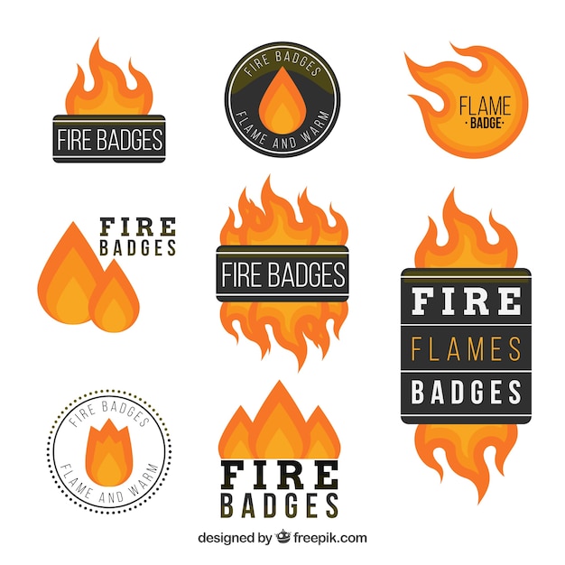 Vettore gratuito vendita etichetta fuoco / raccolta badge