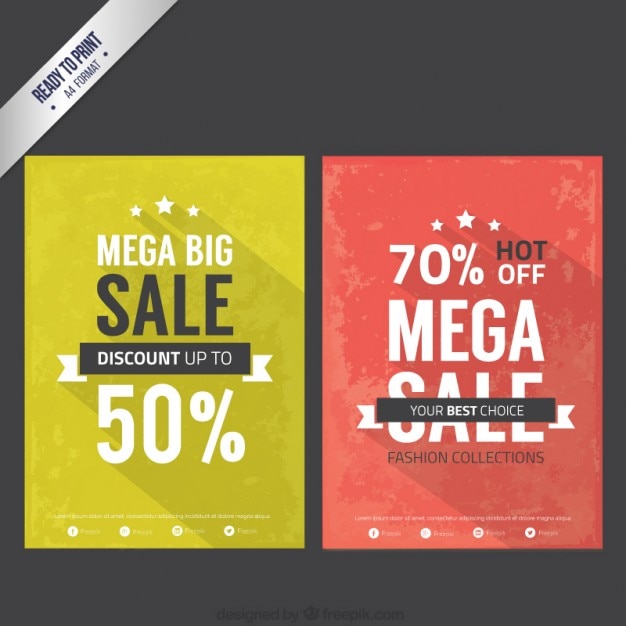 Free vector sale flyers in vintage style