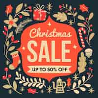 Free vector sale half off christmas in flat design