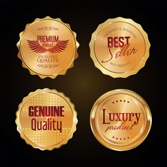 Sale and high quality retro labels and badges golden collection