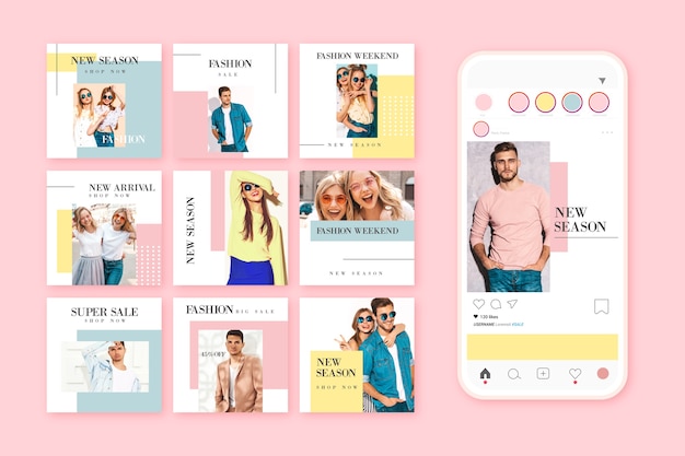 Vettore gratuito vendita post collezione instagram