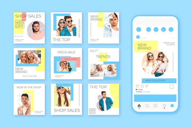 Vettore gratuito vendita post collezione instagram