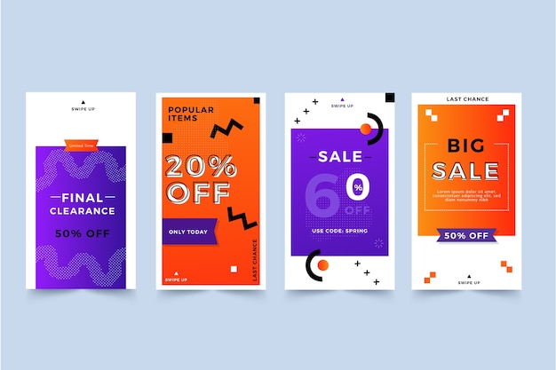 Free vector sale instagram stories collection