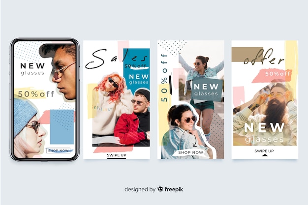 Free vector sale instagram stories template collection