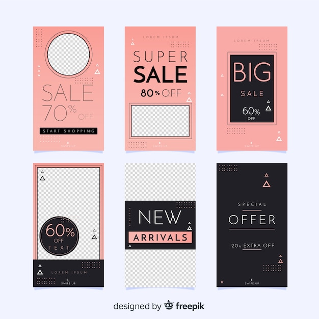 Free vector sale instagram stories template collection