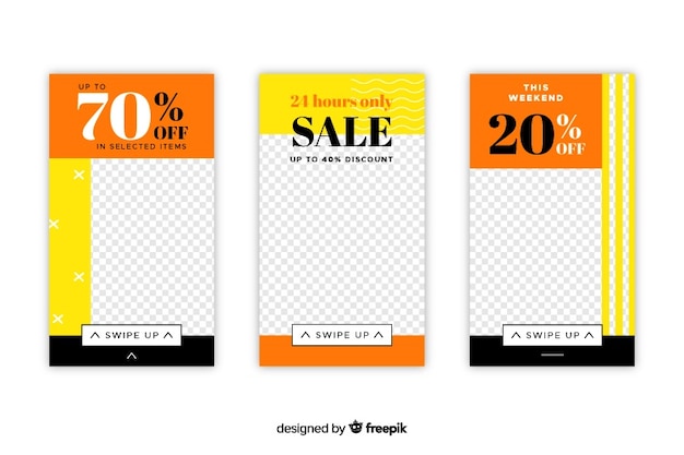 Free vector sale instagram stories templates set