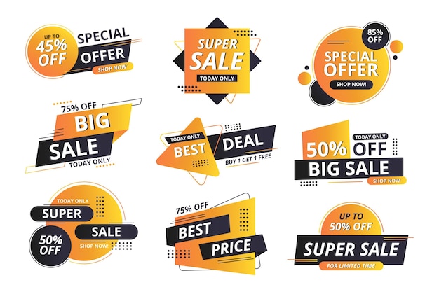 Free vector sale label collection with discount