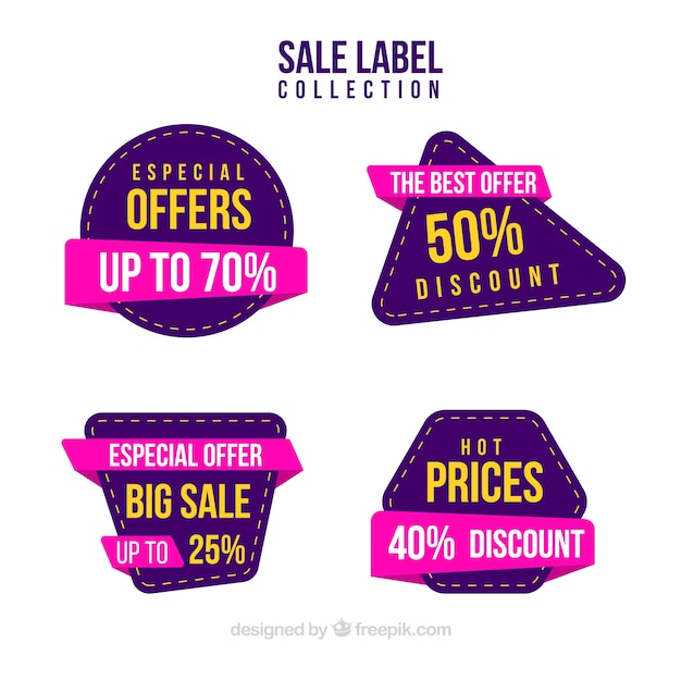Free vector sale labels collection in different colors
