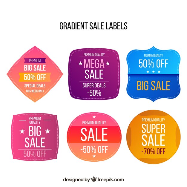 Sale labels collection in different colors