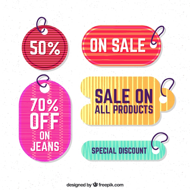Free Vector sale labels collection in watercolor style