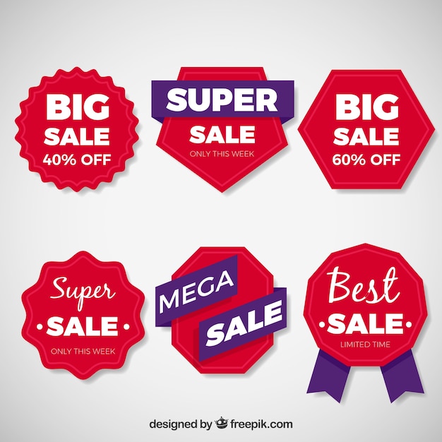 Free vector sale labels collection with many colors