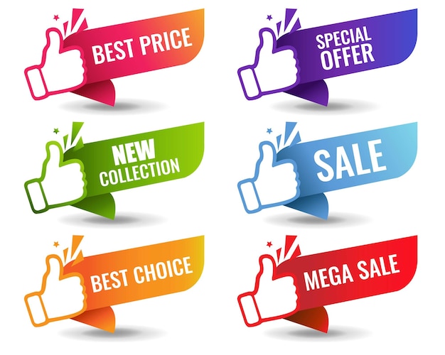 Sale labels isolated white background