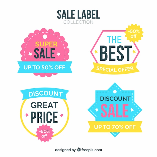 Sale labels with colorful design