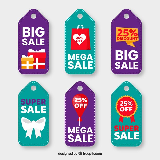 Sale labels with flat design