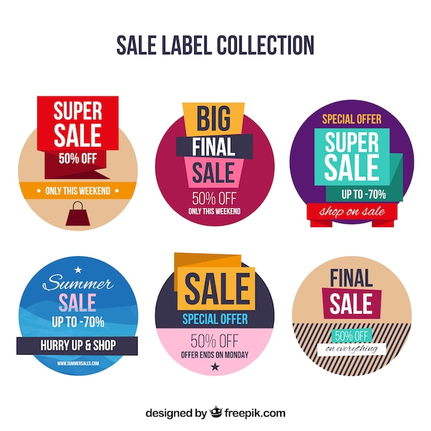 Free vector sale labels with flat design