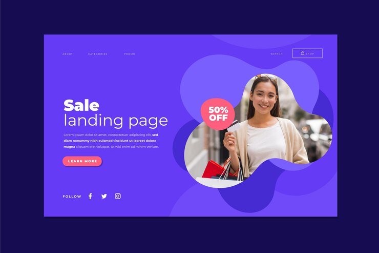 Free Vector sale landing page template