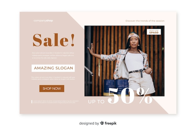 Sale landing page with photo