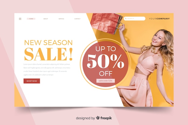 Sale landing page with photo