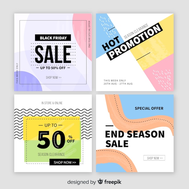 Sale promotion banners for social media collection