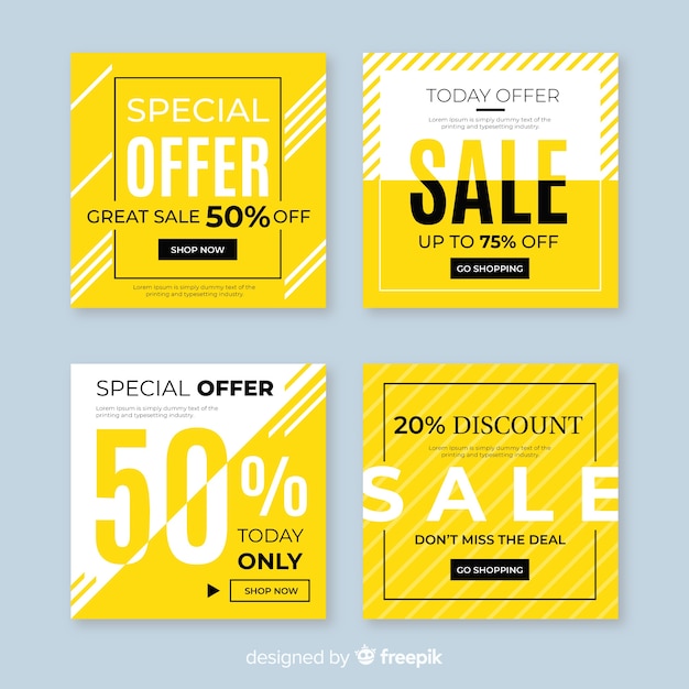 Free vector sale promotion banners for social media collection