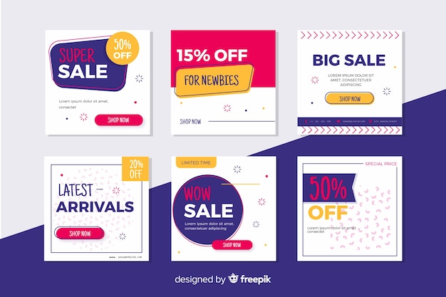 Free vector sale promotion banners for social media collection