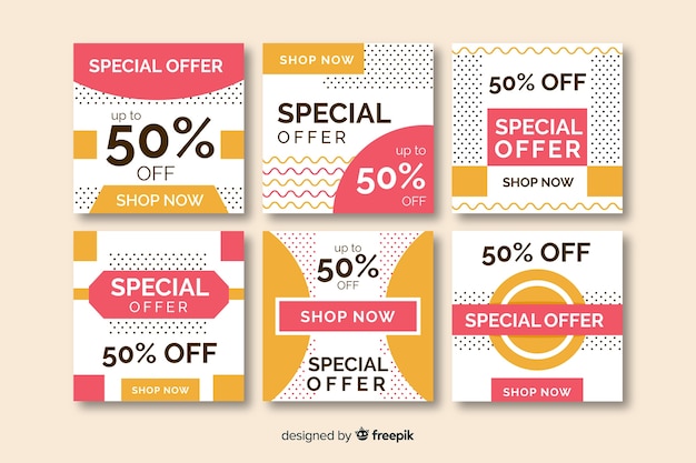 Free vector sale promotion banners for social media