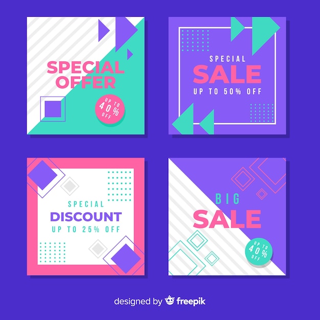 Free vector sale promotion banners for social media