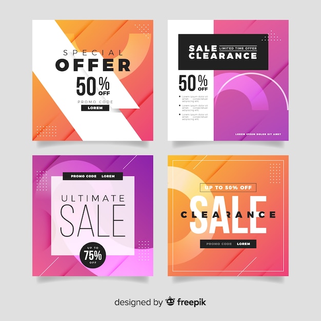 Free vector sale promotion banners for social media