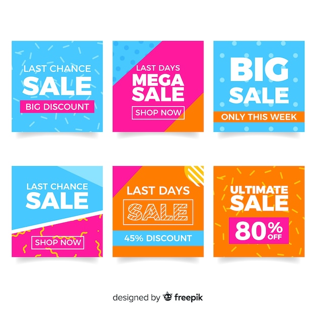 Free vector sale promotion banners for social media