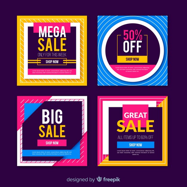 Sale promotion banners for social media