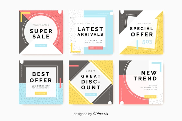 Free vector sale promotion banners for social media