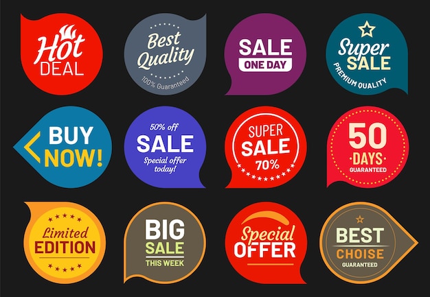Sale quality badges. quality stamp sticker, badge premium, product emblem price illustration, discount and guaranteed