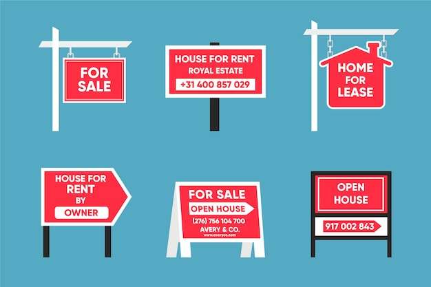 Sale real estate signs collection