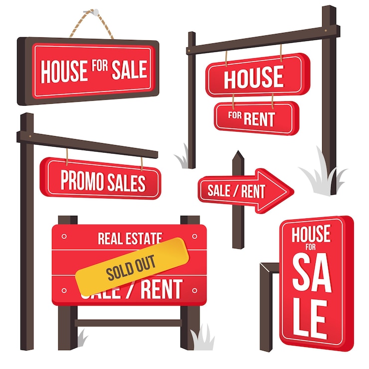 Free Vector sale real estate signs set