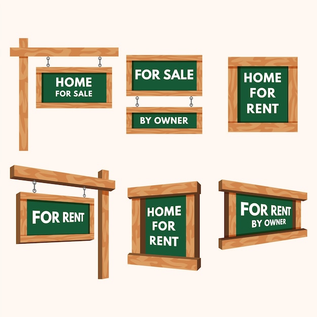 Бесплатное векторное изображение Знаки продажи недвижимости