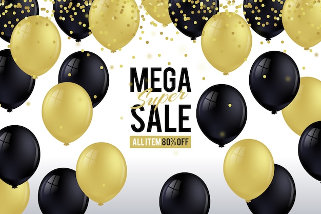 Sale realistic background with balloons