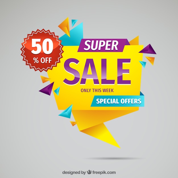 Free vector sale's origami with colorful style