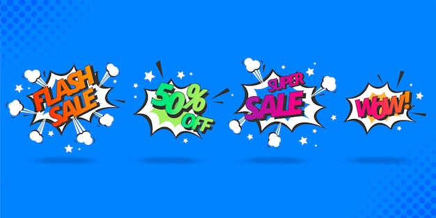 Sale Speech Bubble Collection in Comic Style