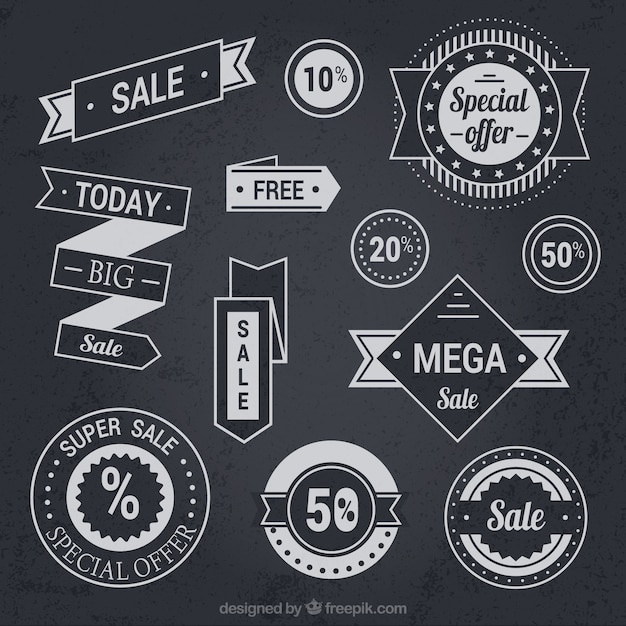 Free vector sale stickers collection in vintage style