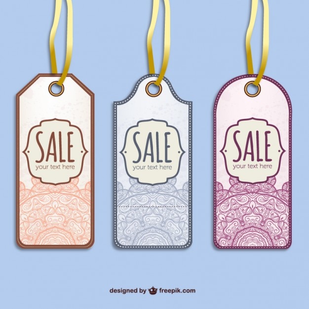 Free vector sale tags with mandalas