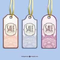 Free vector sale tags with mandalas